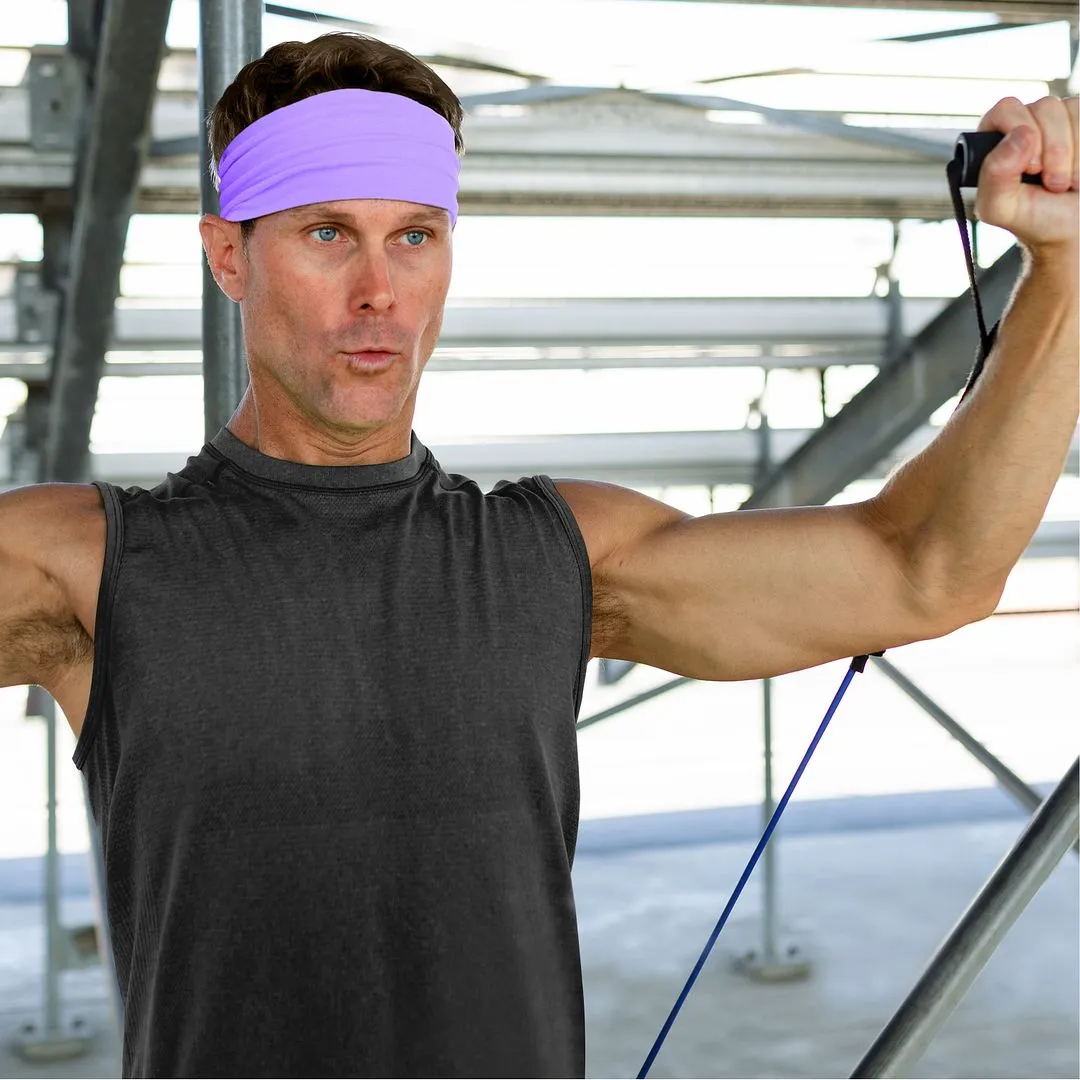 Men's Headbands Cotton Jersey 5" Wide Sports Fitness Yoga Made in the USA Purple Light