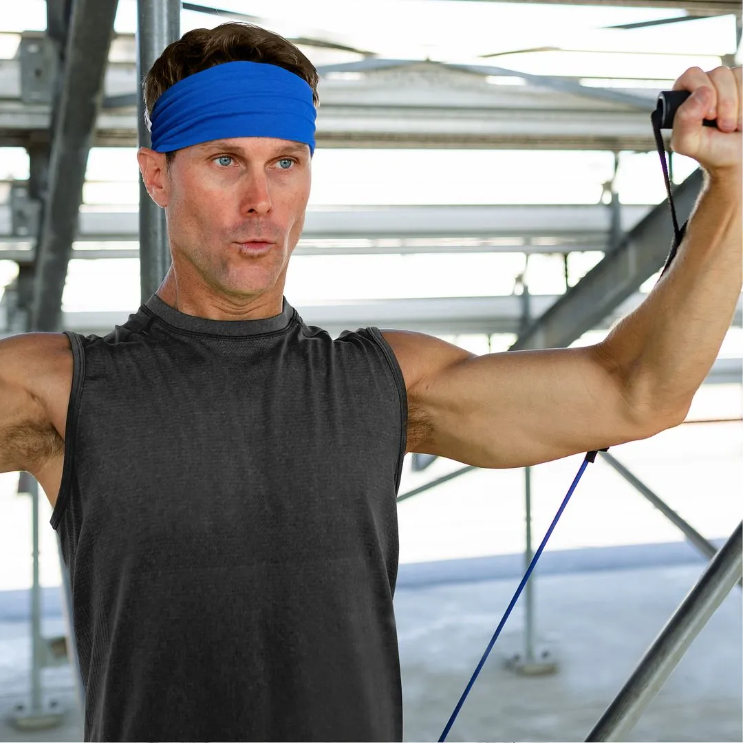 Men's Headbands Cotton Jersey 5" Wide Sports Fitness Yoga Made in the USA Royal