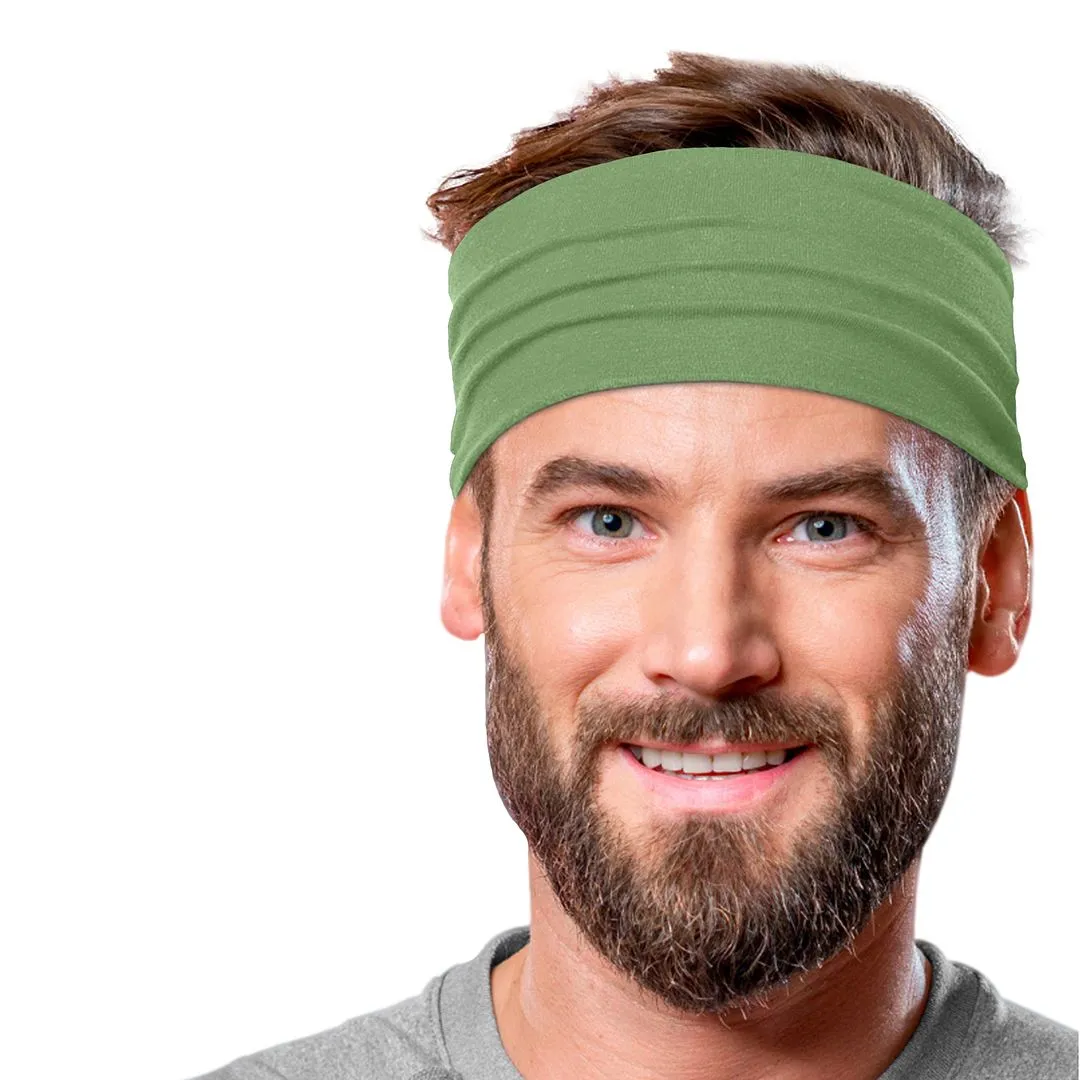 Men's Headbands Cotton Jersey 5" Wide Sports Fitness Yoga Made in the USA Sage