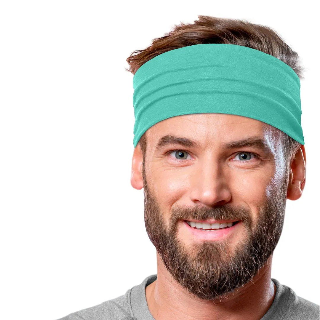 Men's Headbands Cotton Jersey 5" Wide Sports Fitness Yoga Made in the USA Seafoam