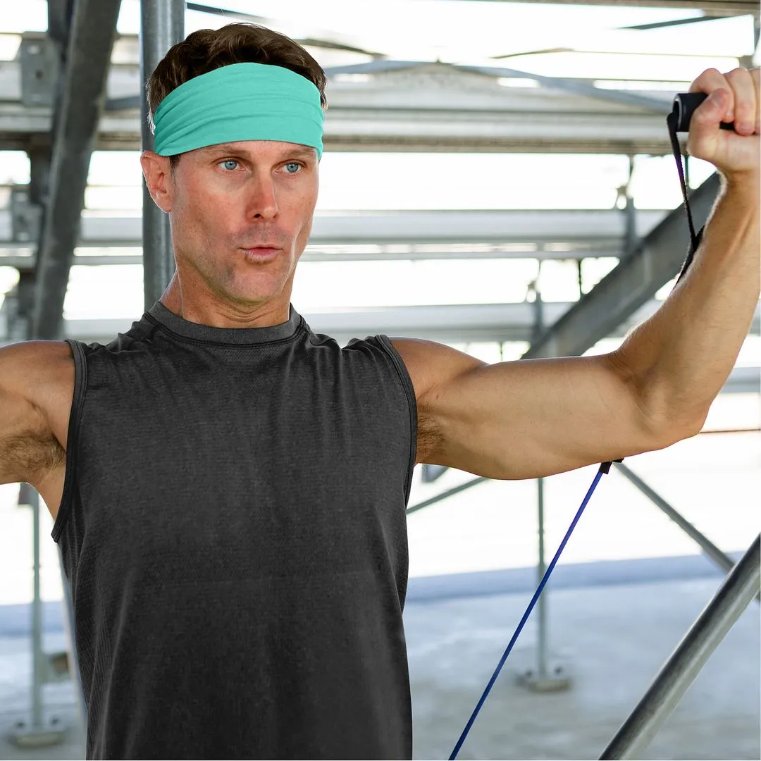 Men's Headbands Cotton Jersey 5" Wide Sports Fitness Yoga Made in the USA Seafoam