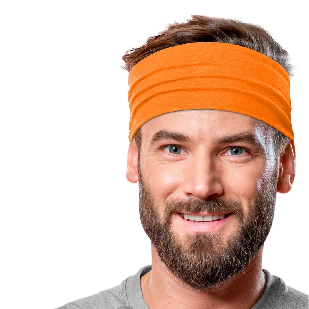 Men's Headbands Cotton Jersey 5" Wide Sports Fitness Yoga Made in the USA Tangerine