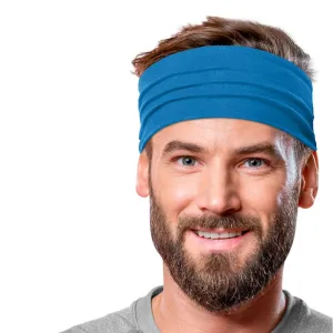 Men's Headbands Cotton Jersey 5" Wide Sports Fitness Yoga Made in the USA Turquoise