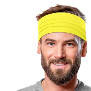 Men's Headbands Cotton Jersey 5" Wide Sports Fitness Yoga Made in the USA Yellow