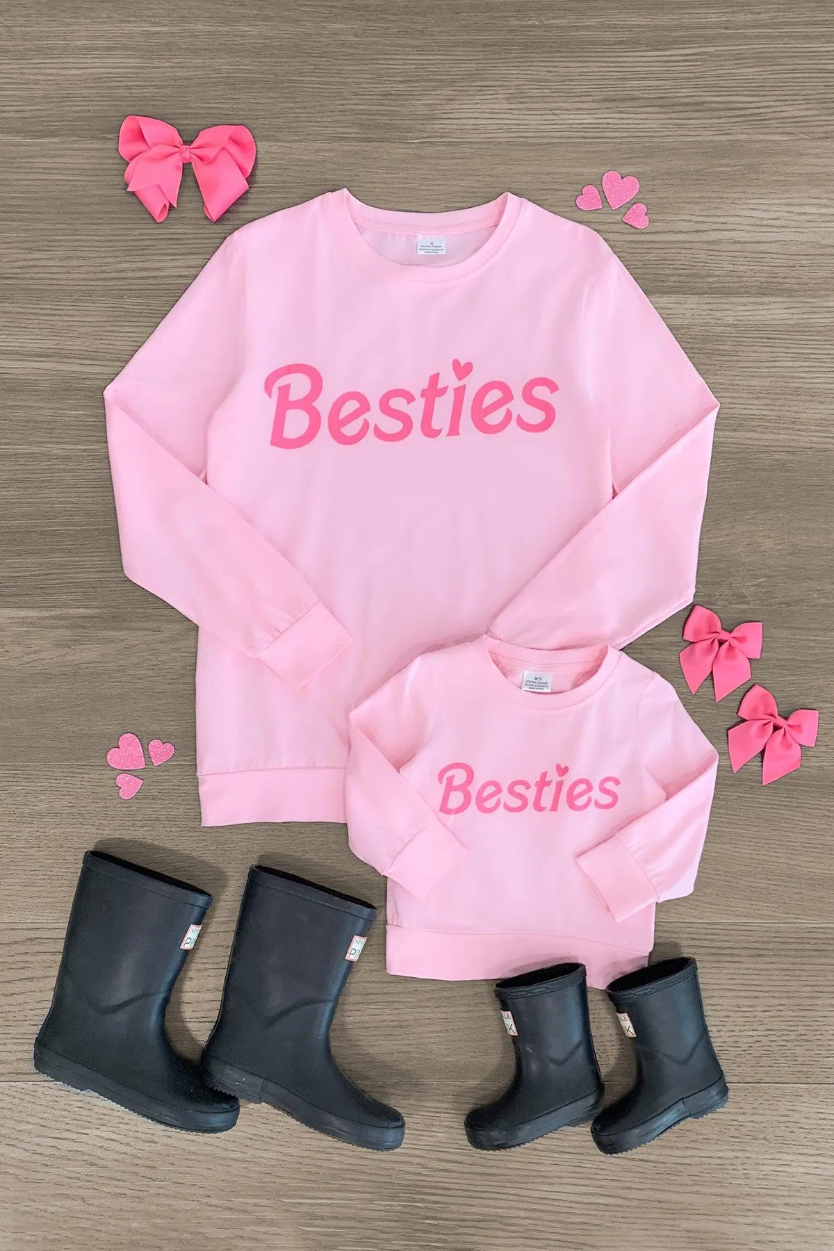 Mom & Me - "Besties" Pink Long Sleeve Top