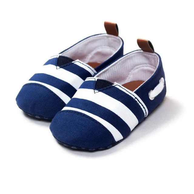 Newborn Baby Shoes Cotton Striped Kids Toddler Crib Shoes Soft Soled Prewalker SL01