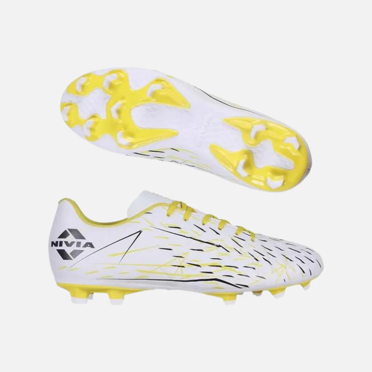 Nivia Spear Men's Football Studs -White/Yellow