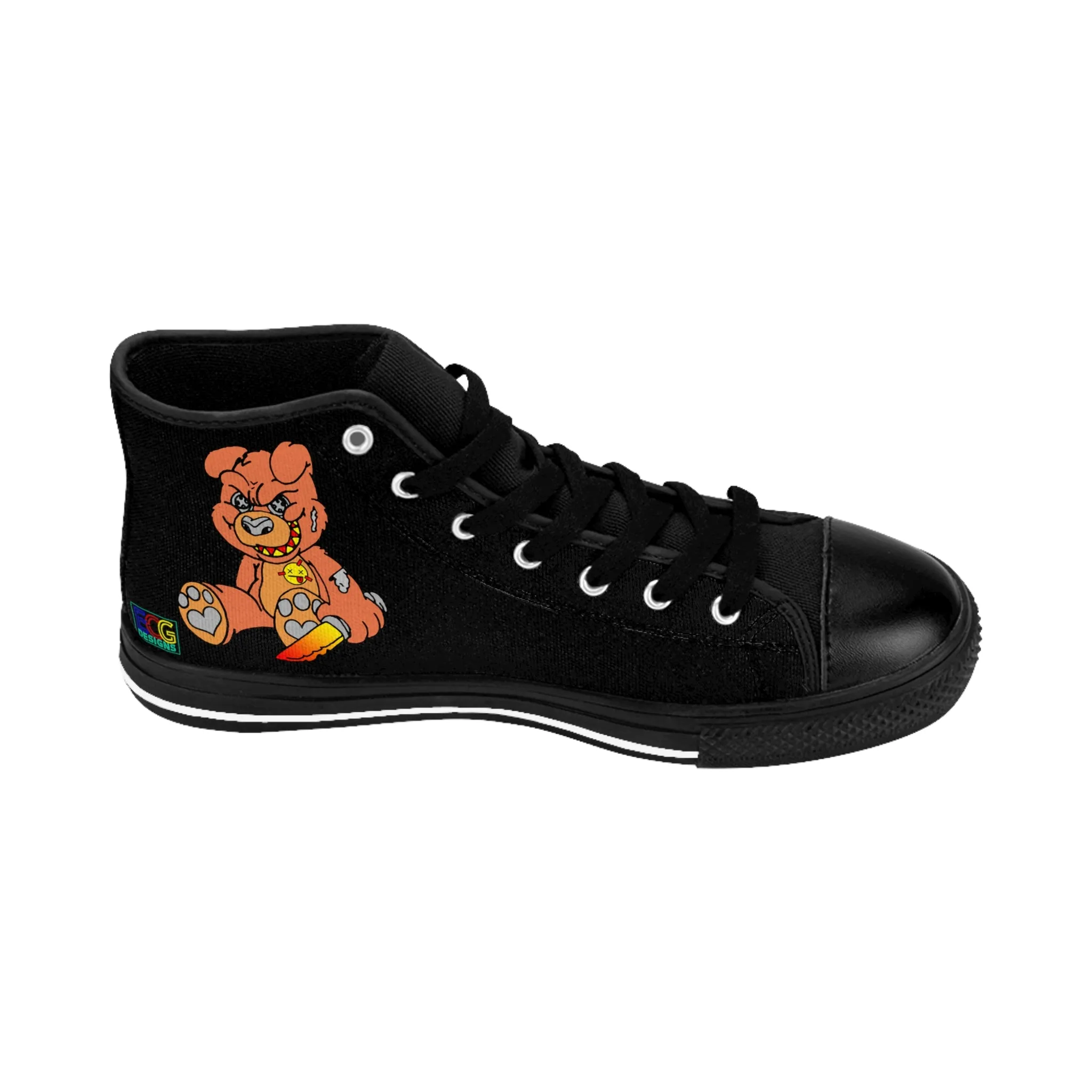 Orange Demon Bear Women's Classic Sneakers