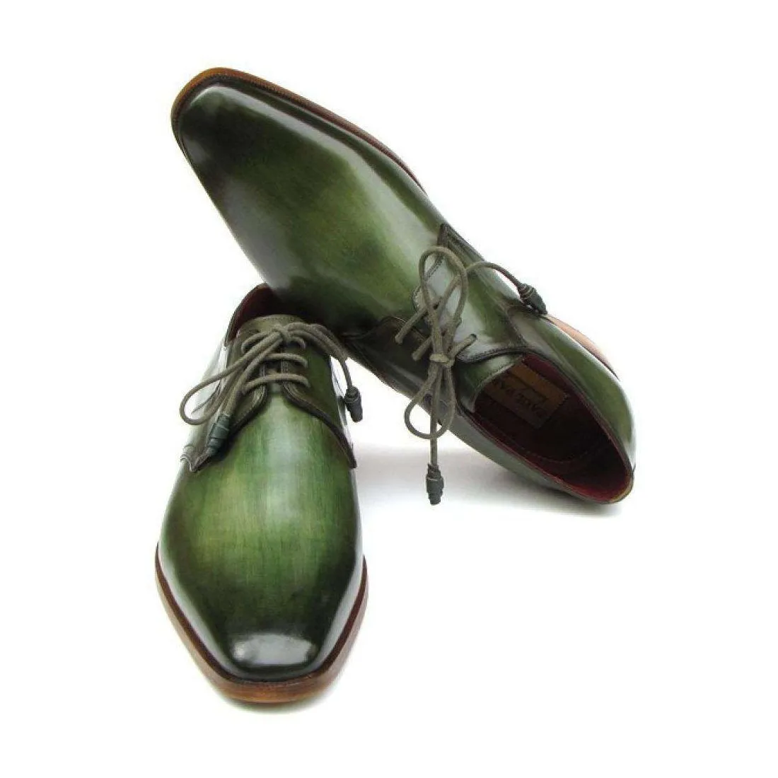 Paul Parkman Men's Handmade Designer Shoes Derby Designer Shoes Green Oxfords (PM5247)