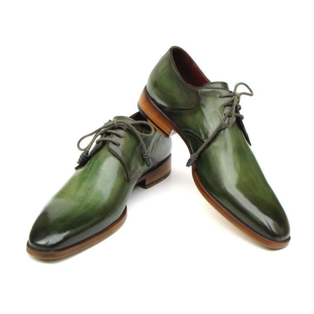 Paul Parkman Men's Handmade Designer Shoes Derby Designer Shoes Green Oxfords (PM5247)