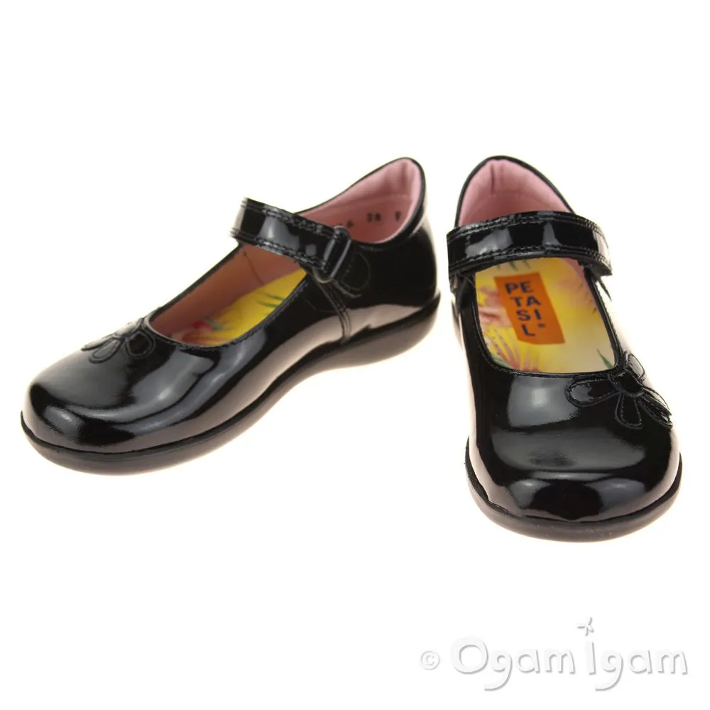 Petasil Bonnie Girls Black Patent School Shoe