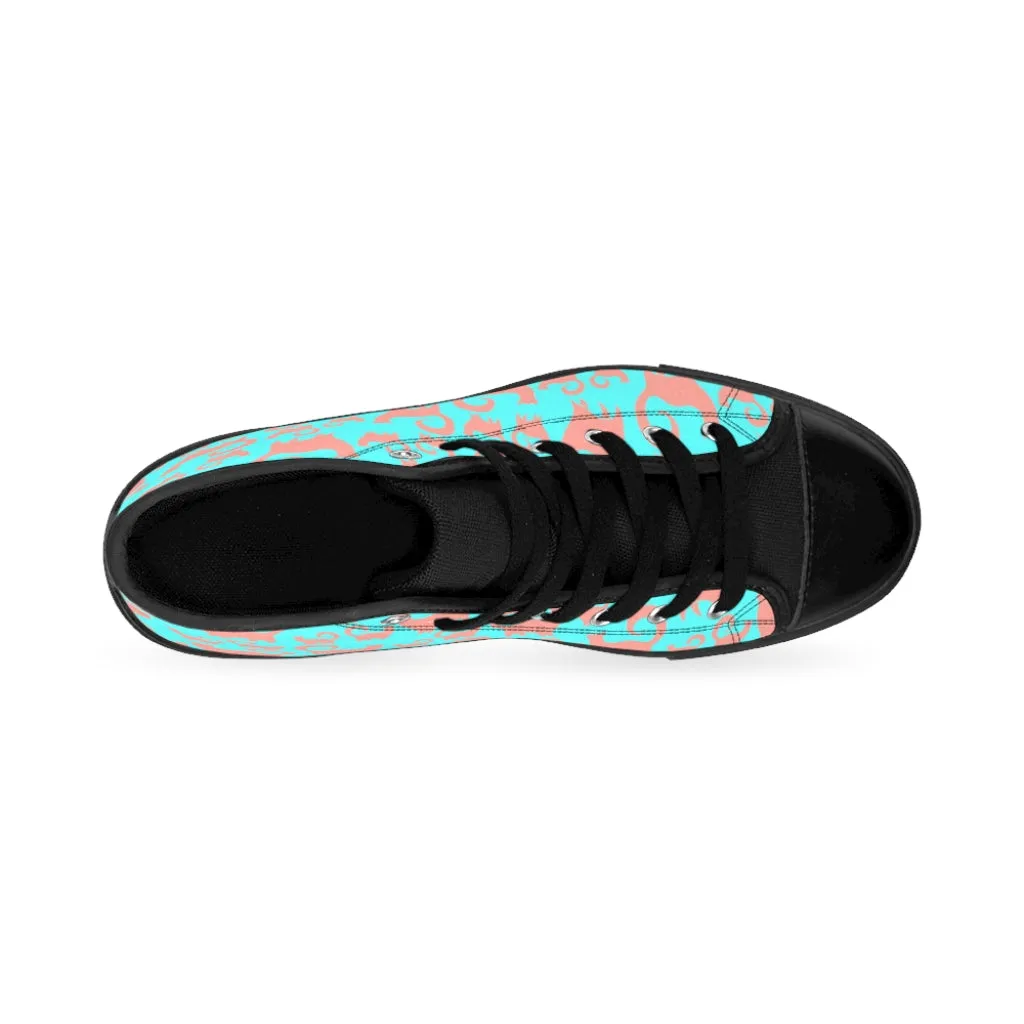 Pink & Blue Snobby Cats Women's High-top Sneakers