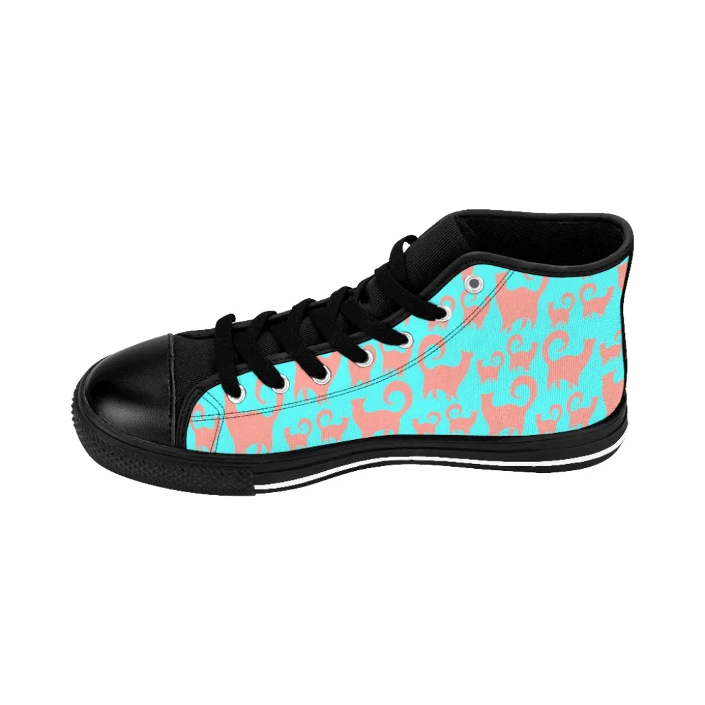 Pink & Blue Snobby Cats Women's High-top Sneakers