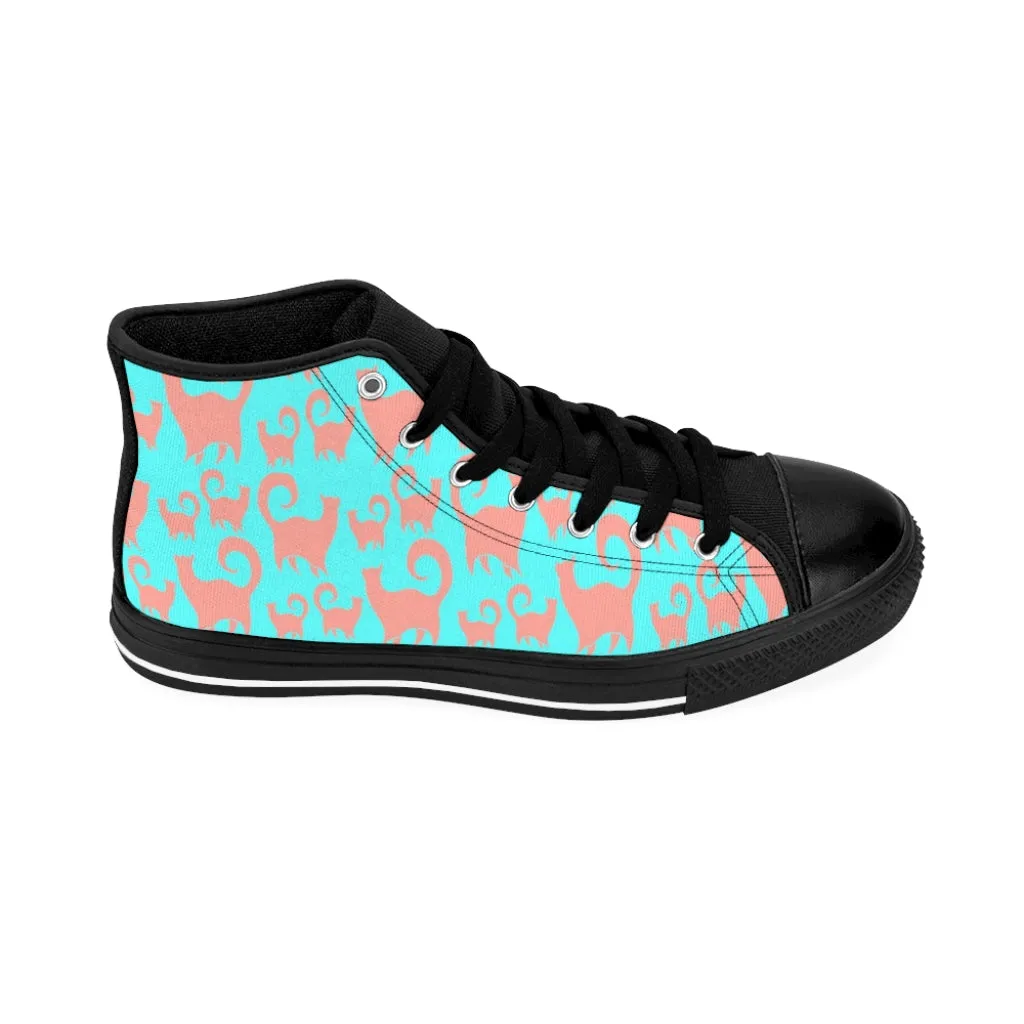 Pink & Blue Snobby Cats Women's High-top Sneakers