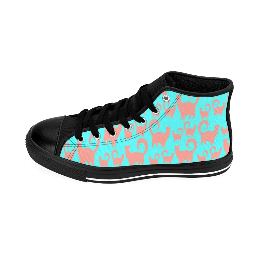 Pink & Blue Snobby Cats Women's High-top Sneakers