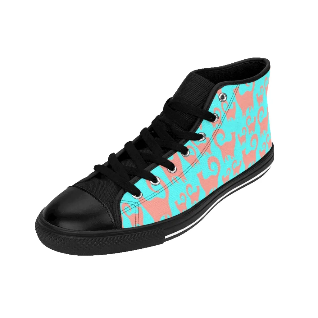 Pink & Blue Snobby Cats Women's High-top Sneakers