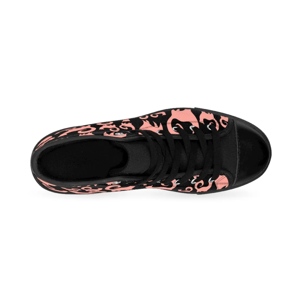 Pink Snobby Cats Pattern Women's High-top Sneakers