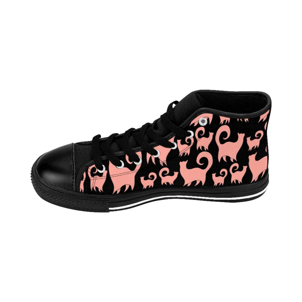 Pink Snobby Cats Pattern Women's High-top Sneakers