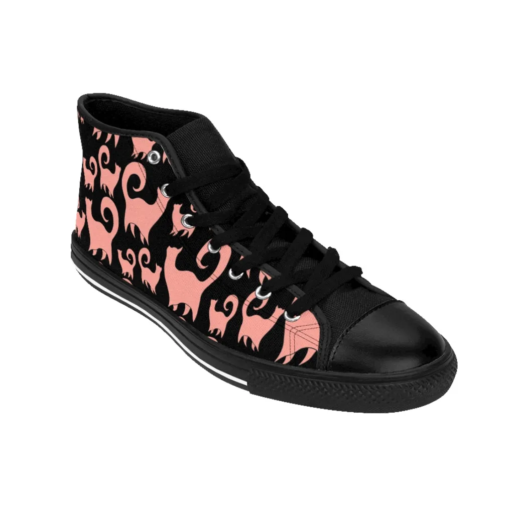 Pink Snobby Cats Pattern Women's High-top Sneakers