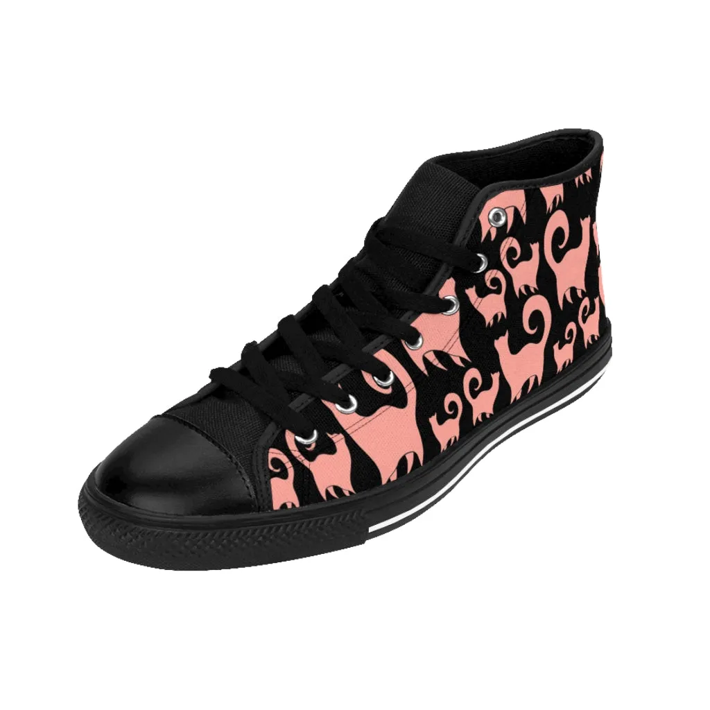 Pink Snobby Cats Pattern Women's High-top Sneakers