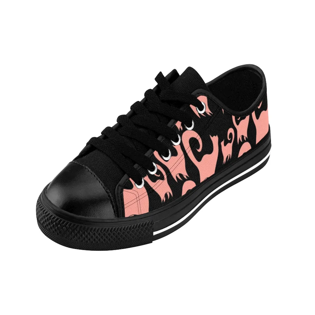 Pink Snobby Cats Pattern Women's Sneakers