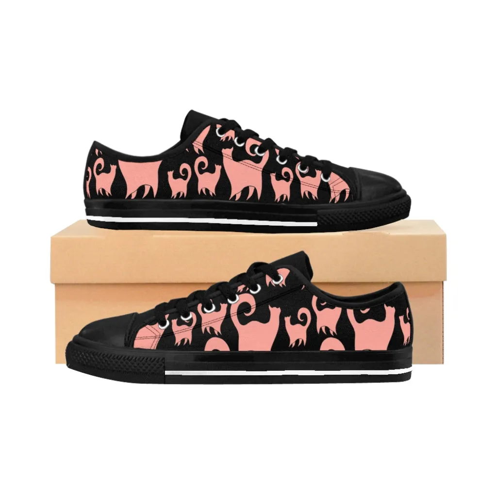 Pink Snobby Cats Pattern Women's Sneakers