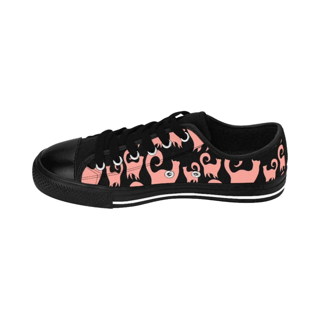 Pink Snobby Cats Pattern Women's Sneakers