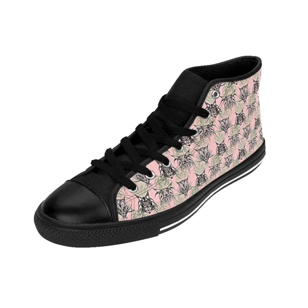 Pink Tribal Cats Women's High-top Sneakers