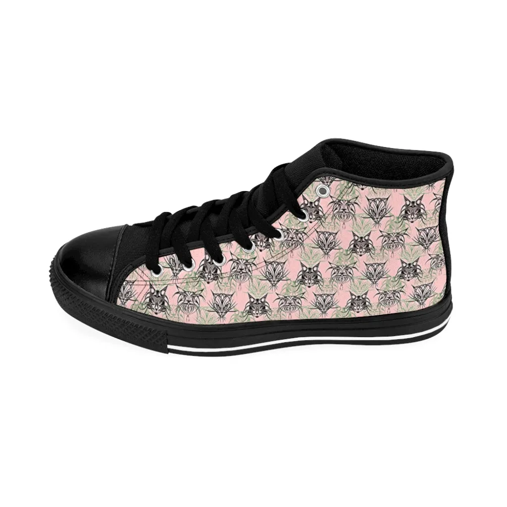 Pink Tribal Cats Women's High-top Sneakers