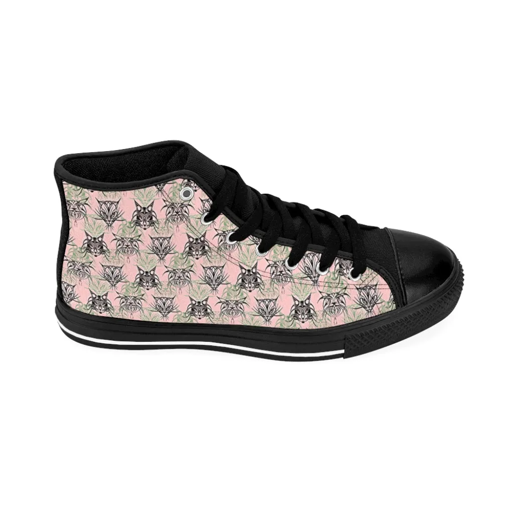 Pink Tribal Cats Women's High-top Sneakers