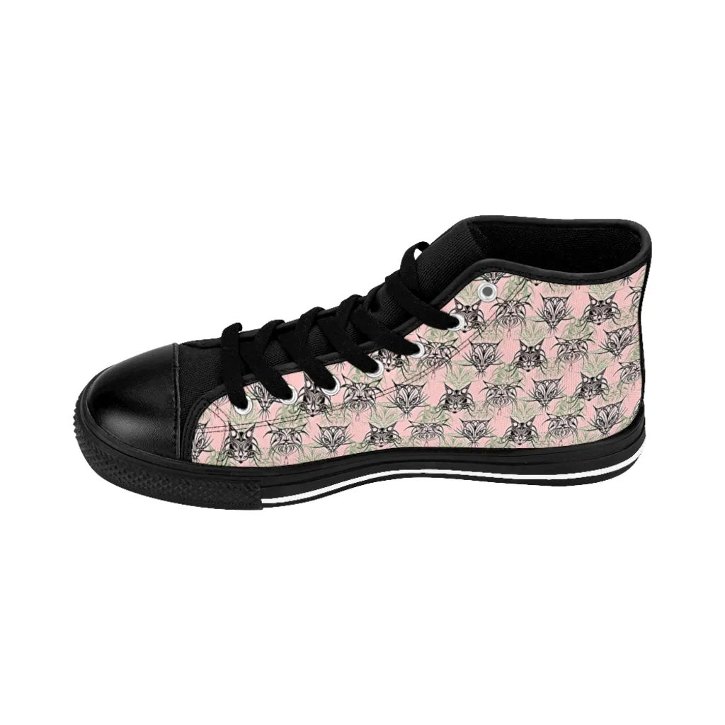 Pink Tribal Cats Women's High-top Sneakers