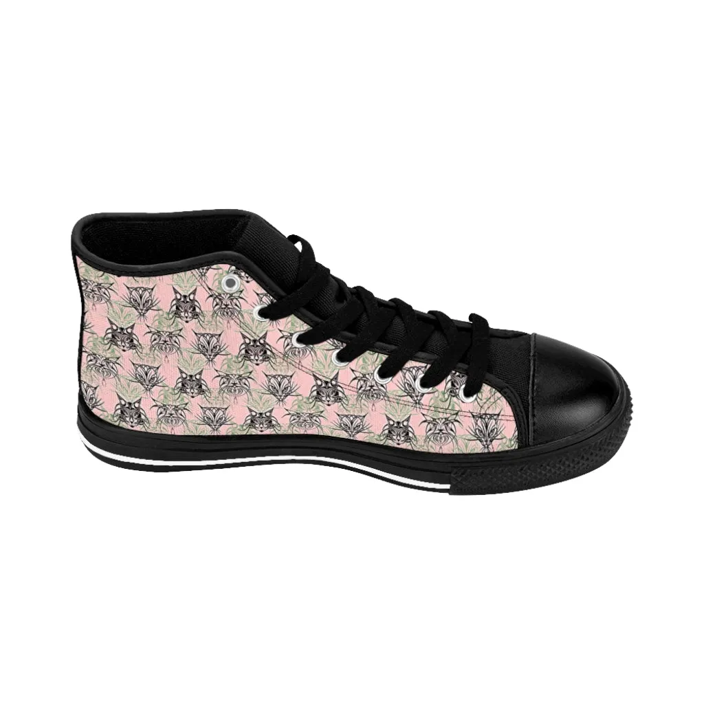 Pink Tribal Cats Women's High-top Sneakers