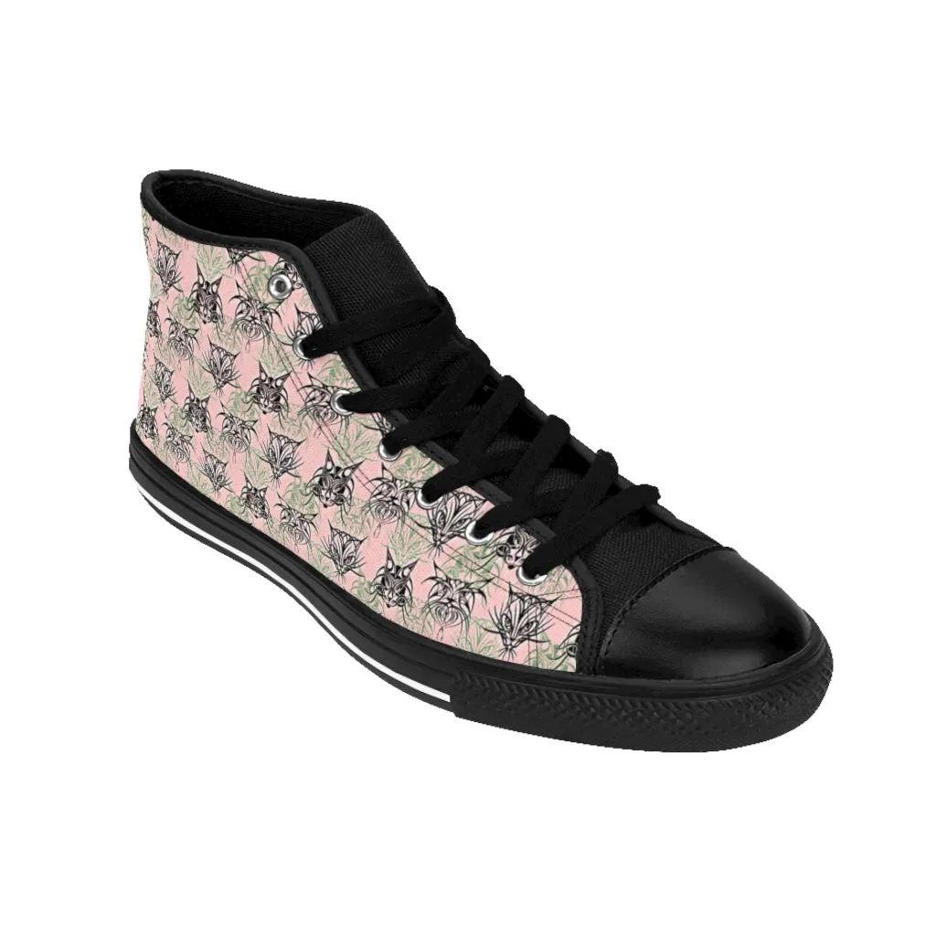 Pink Tribal Cats Women's High-top Sneakers