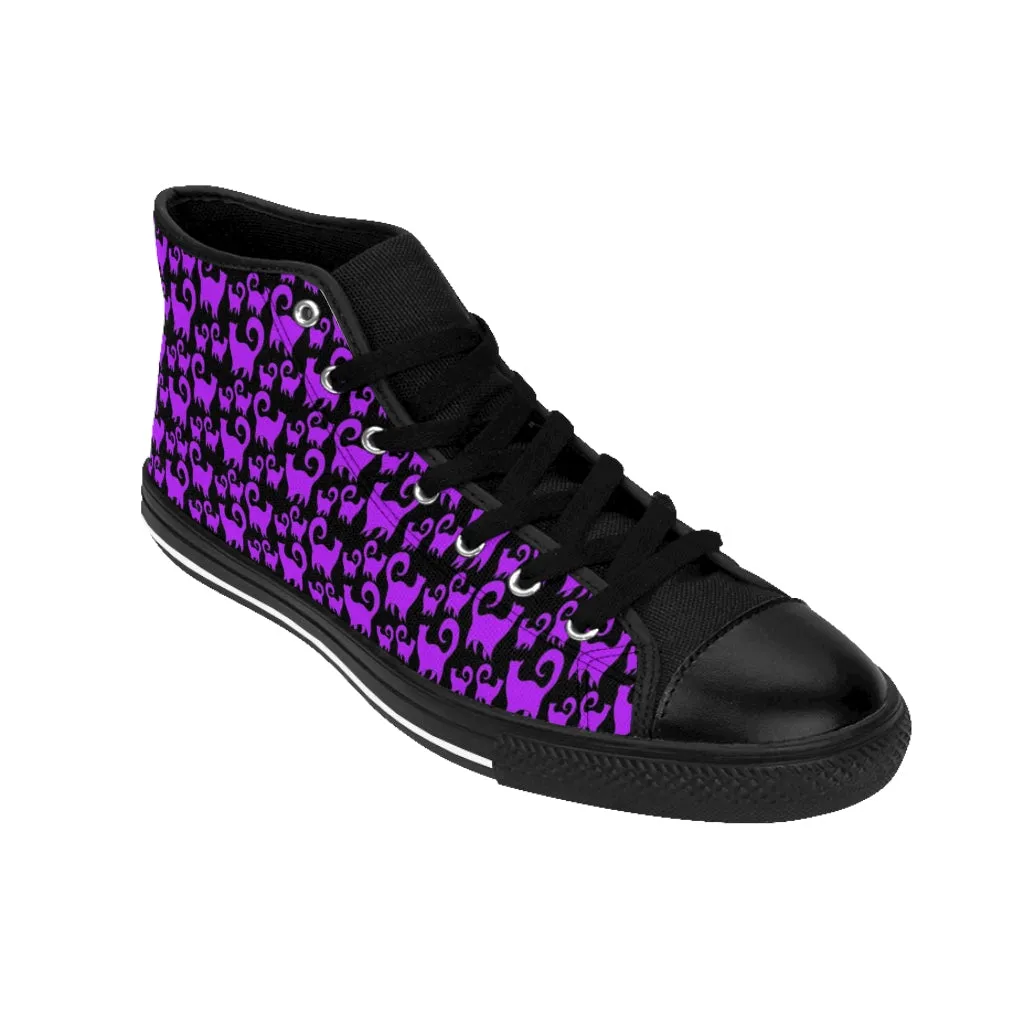 Purple Snobby Scatter Cats Women's High-top Sneakers