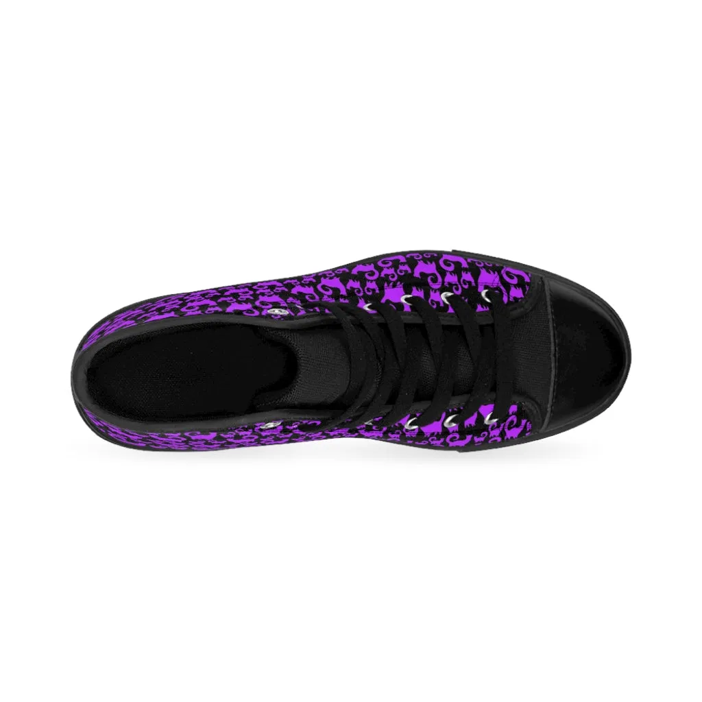 Purple Snobby Scatter Cats Women's High-top Sneakers