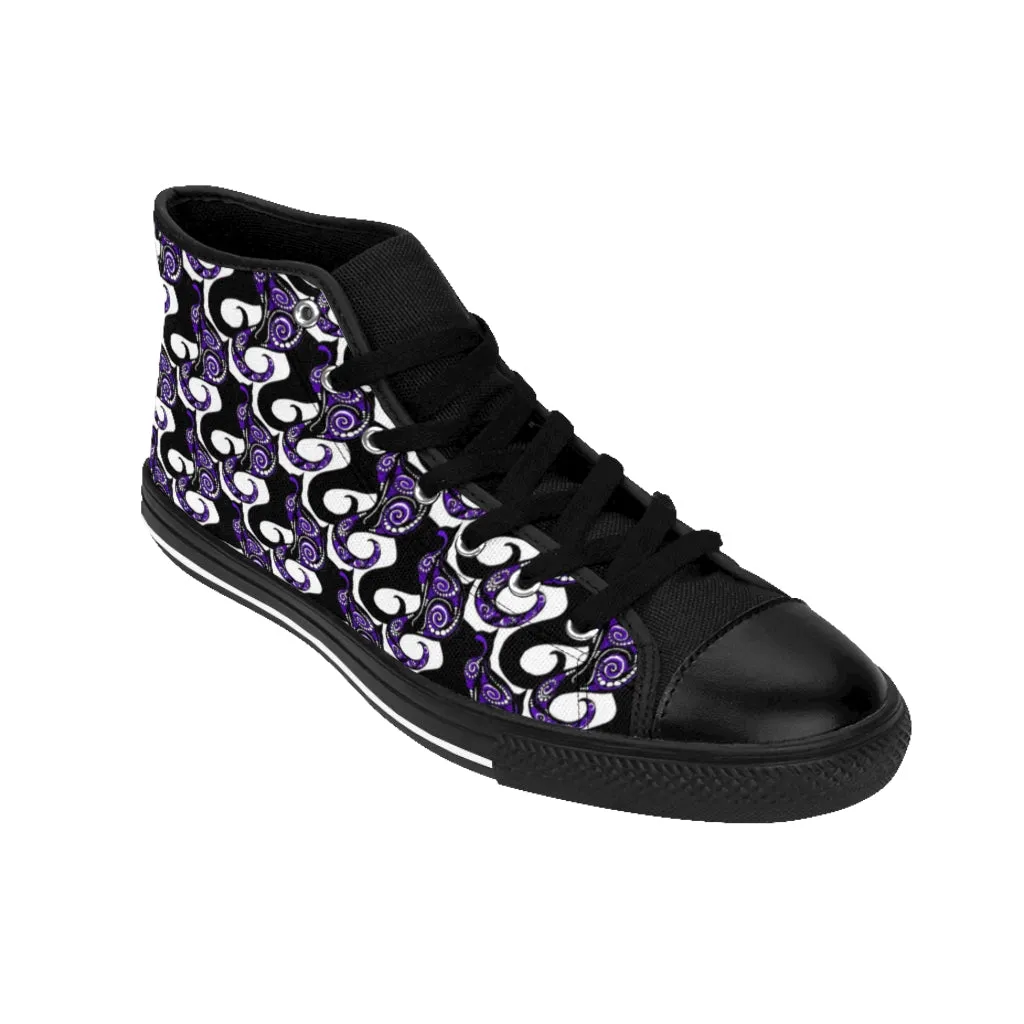 Purple Swirly Cats Women's High-top Sneakers