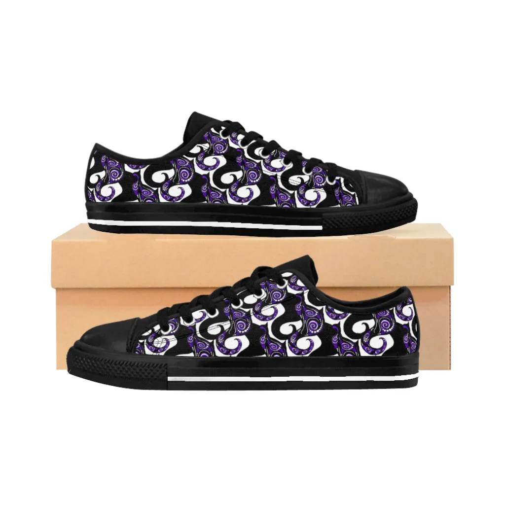 Purple Swirly Cats Women's Sneakers