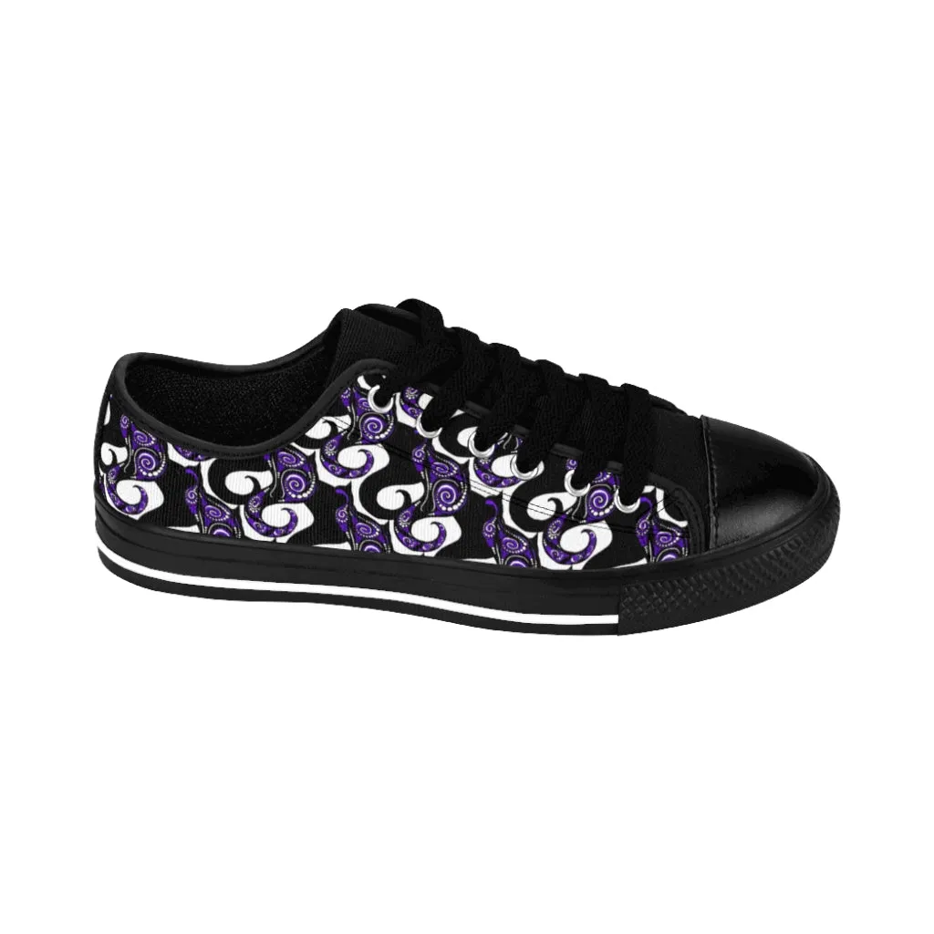 Purple Swirly Cats Women's Sneakers