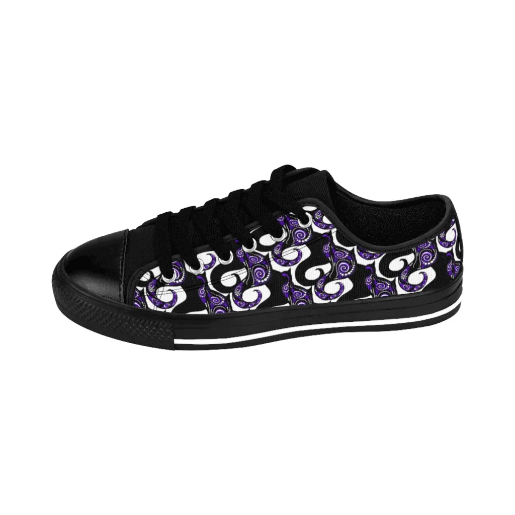 Purple Swirly Cats Women's Sneakers