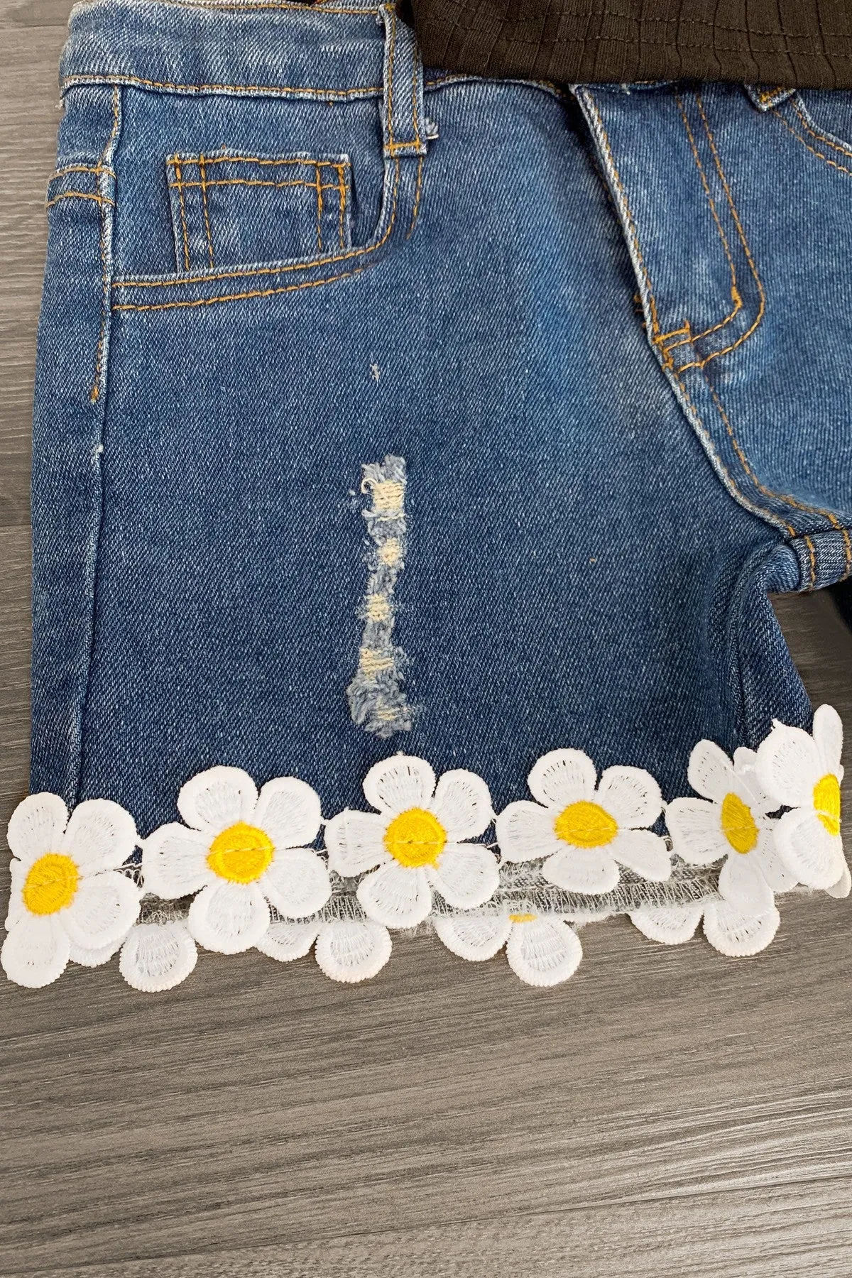 "Have A Good Day" Daisy Denim Short Set