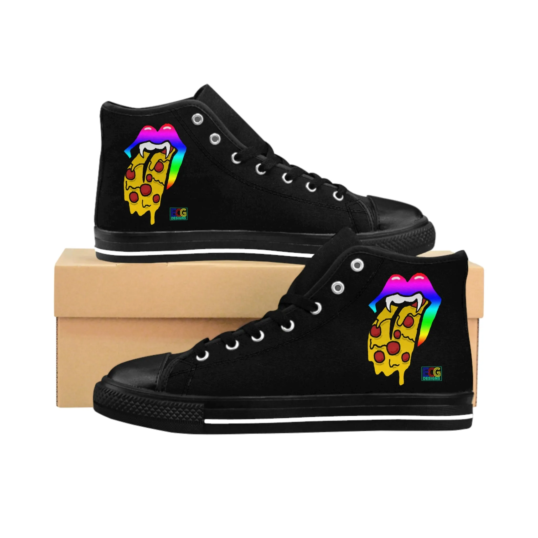 Rainbow Pizza Tongue Men's Classic Sneakers