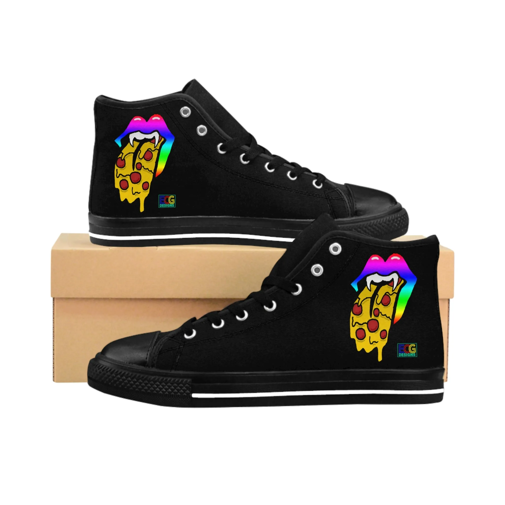 Rainbow Pizza Tongue Women's Classic Sneakers