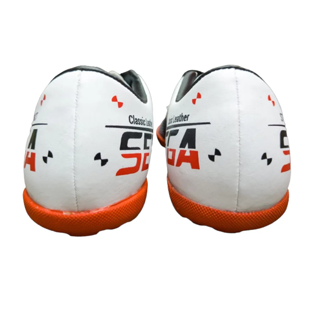 Sega Classic Leather Indoor Football Shoes (White/Black)