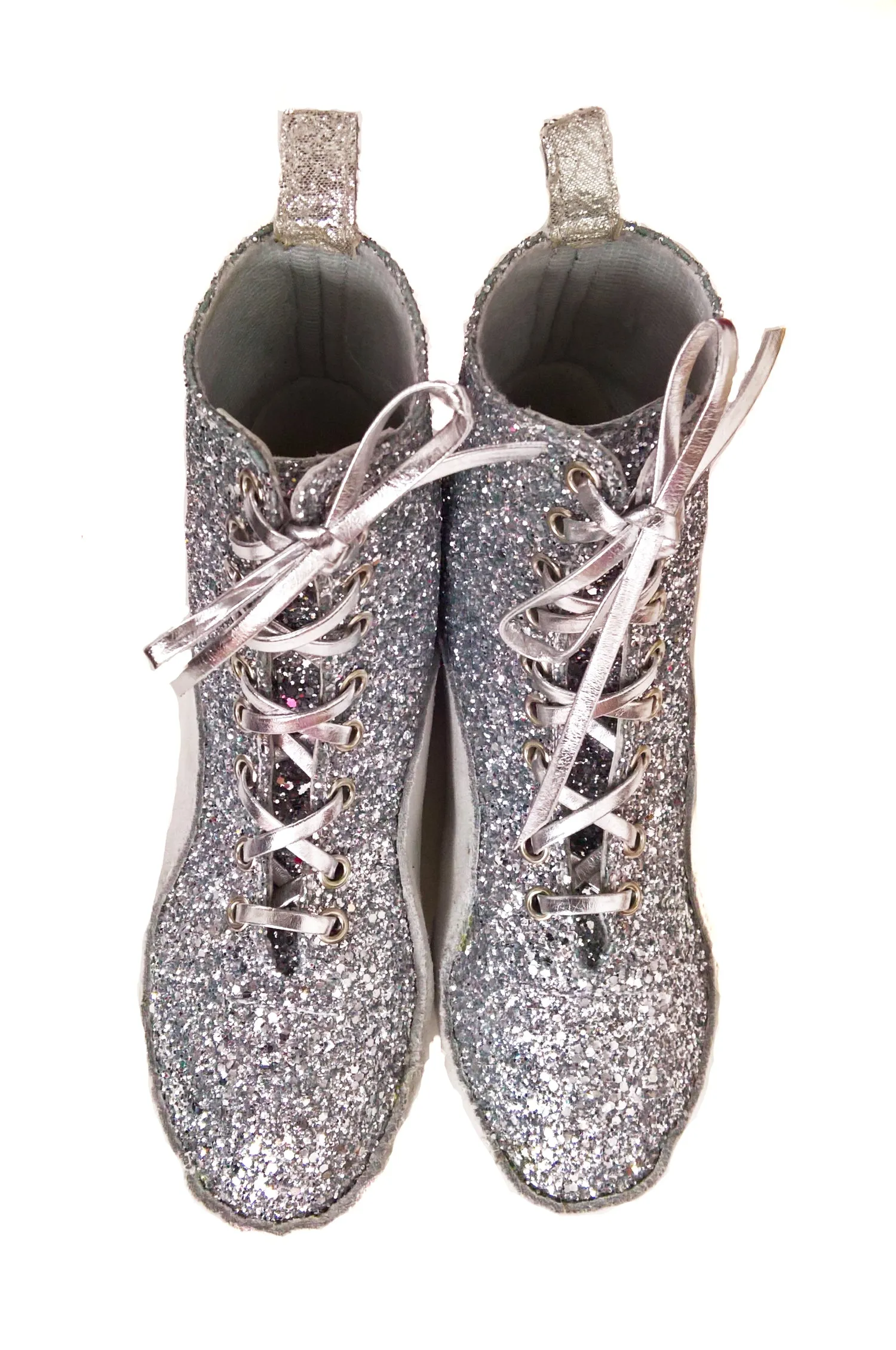 Silver Glitter Tightrope Boots