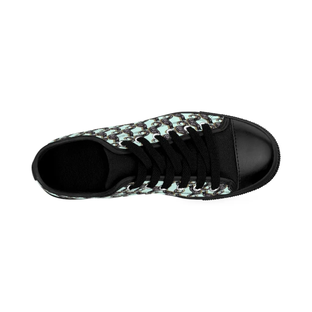 Sky Blue Swirly Cats Women's Sneakers