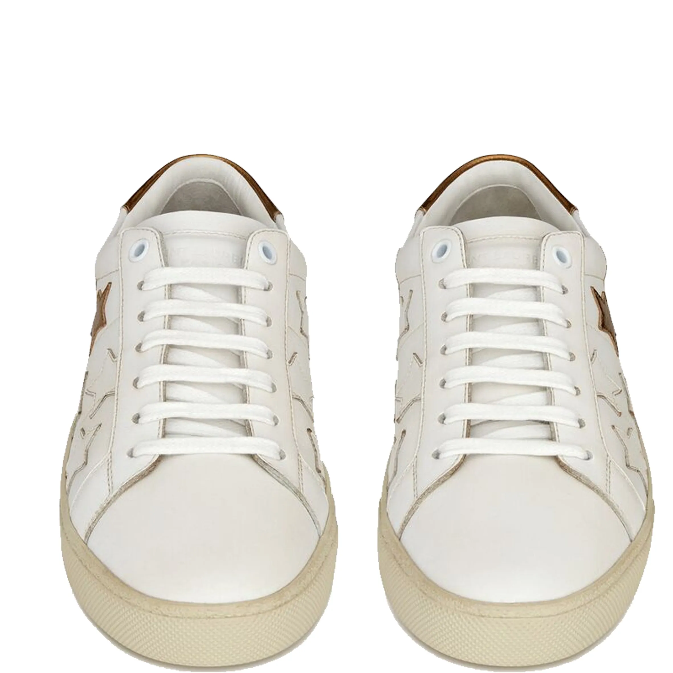 SL06 Gold Star Canvas Sneakers, White/Gold