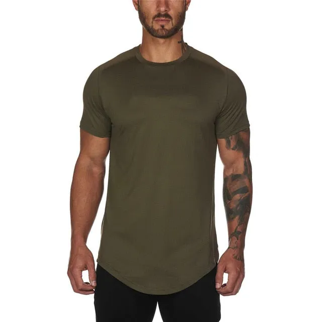 Slim Fit Men Tshirt Short Sleeve Fitness Sport Gym