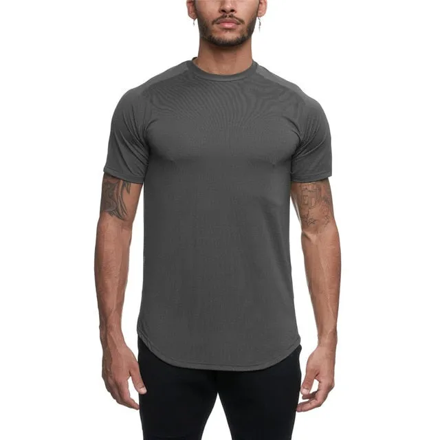 Slim Fit Men Tshirt Short Sleeve Fitness Sport Gym