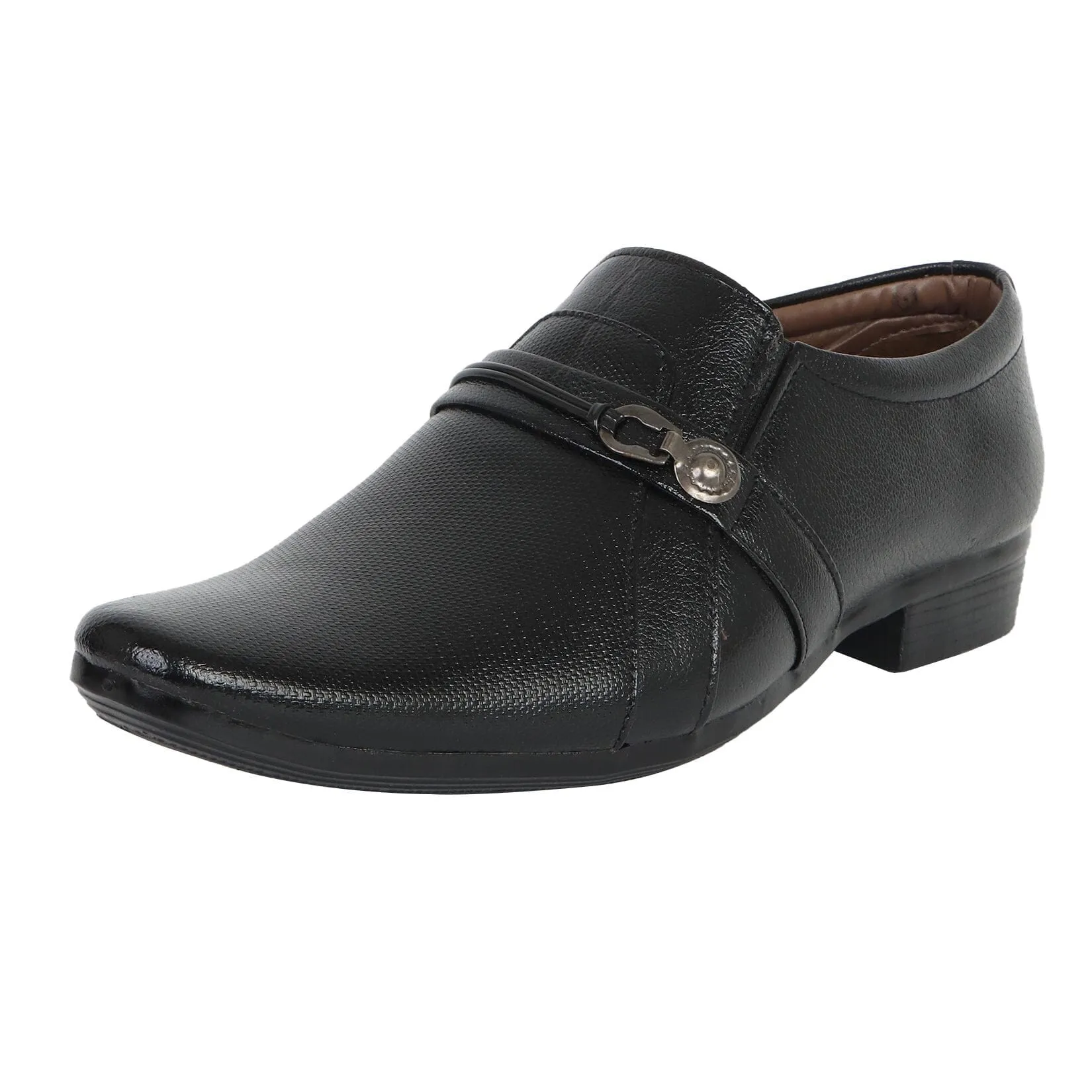 Somugi Mens Black Slip on formal Shoes made by Artificial Leather