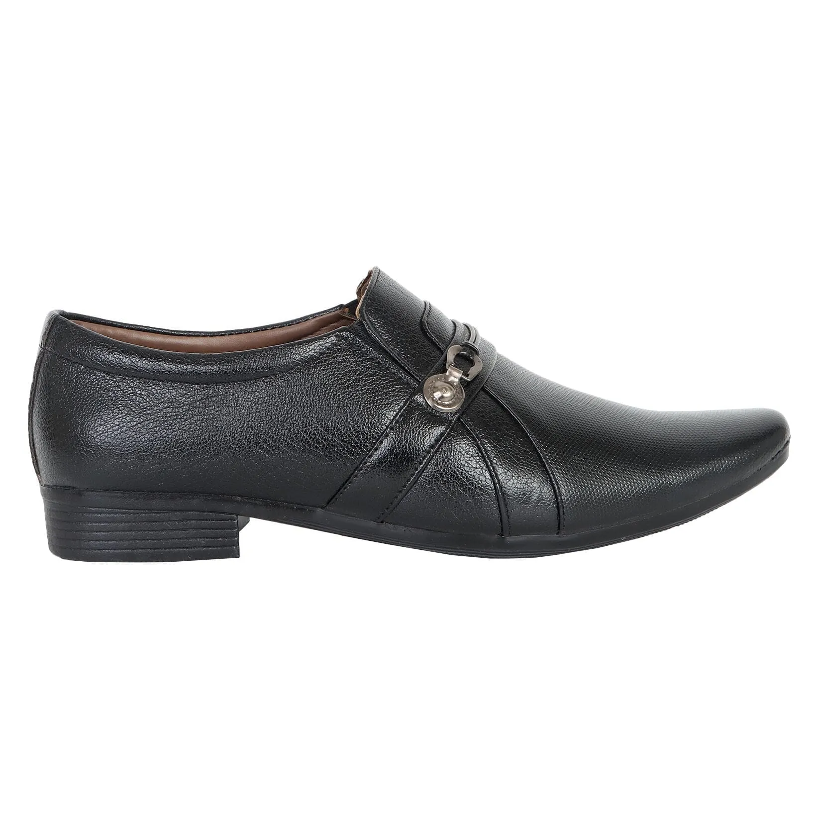 Somugi Mens Black Slip on formal Shoes made by Artificial Leather